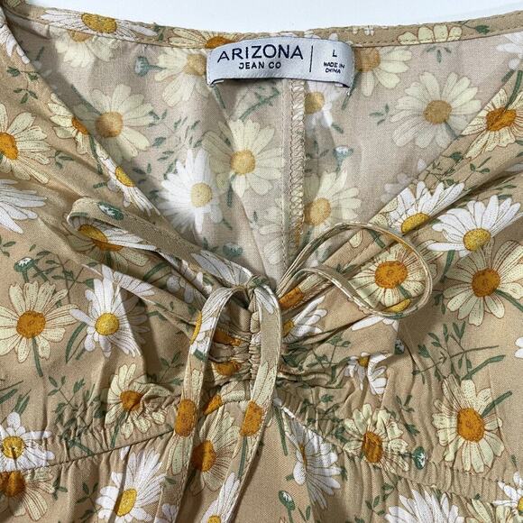 ARIZONA Women’s LG Daisy Print Peasant Style Y2K Baby Doll Dress Boho Cottage - Picture 6 of 8